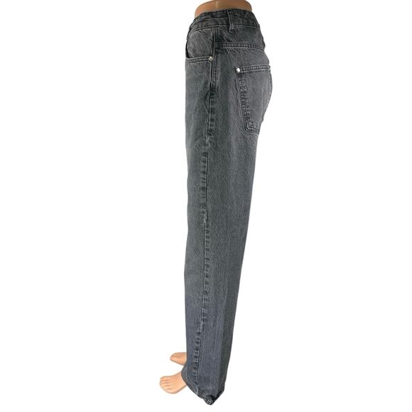 Zara Women's Black High Waisted Straight Wide Leg Denim Jeans Pants Size 10 - Picture 2 of 5